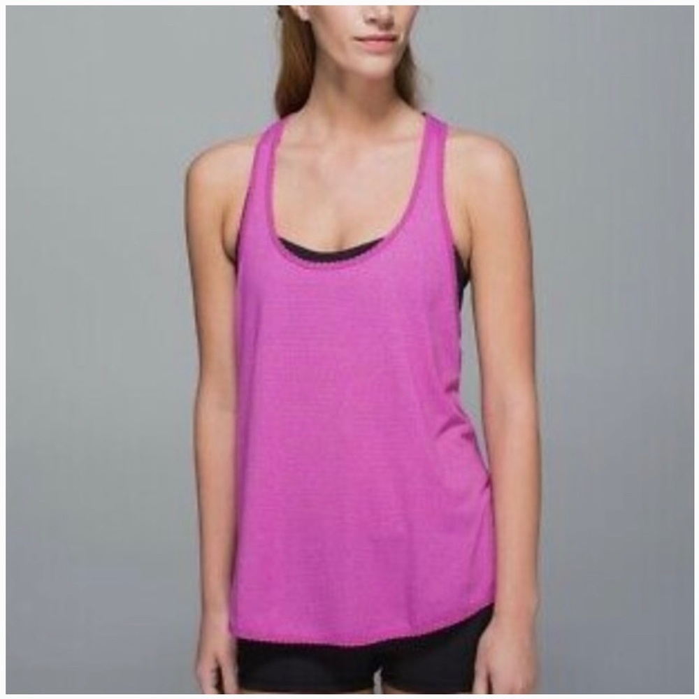 Lululemon Pink 105 F Singlet Tank Racerback Scallop Trim
